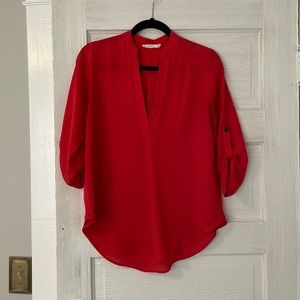 Red top, brand is Lush (Nordstrom, BP), size S